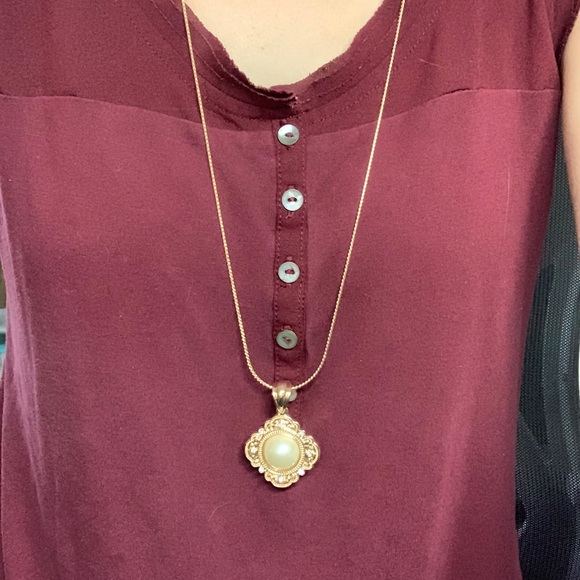 NWT Coco + Carmen Convertible Necklace - Gold with Pearl or Turquoise Center - Picture 5 of 6